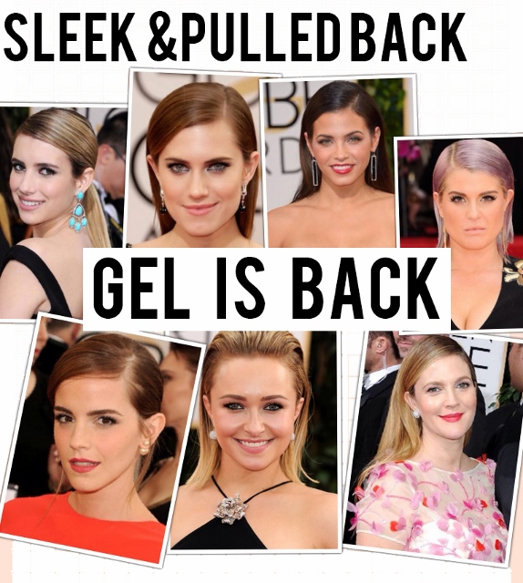 Golden Globes! Sleek & Pulled Back Hair – Get Your Gel On!